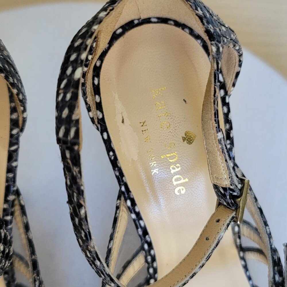 Kate Spade Riley Strappy Heels Platform Shoes Snakeskin And Clear Vinyl Sz 7.5B - Picture 8 of 17